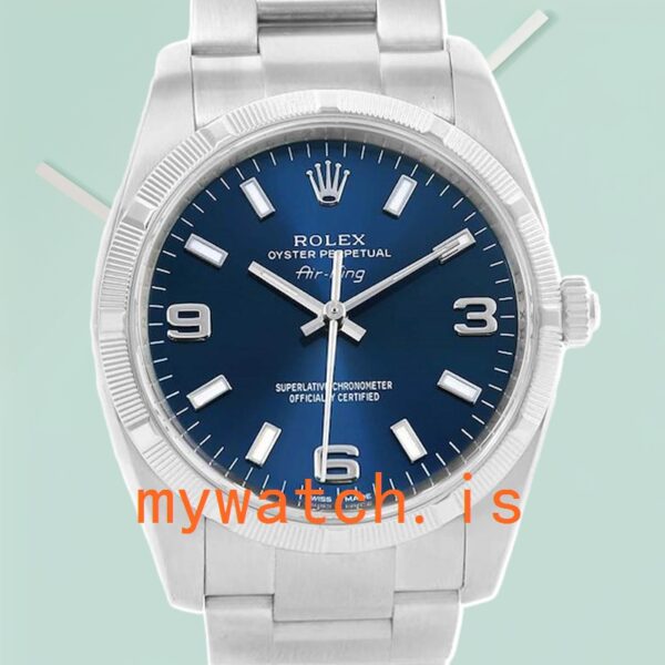Rolex Air-King 114210BLSO 36mm Men’s Silver-Tone Automatic: Genuine vs. Replica